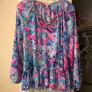 Lilly Pulitzer silk peplum blouse medium
